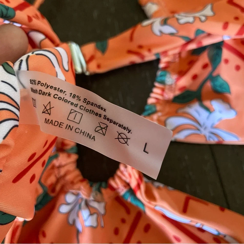 Women’s Moroccan Printed Swimsuit Cheeky Strappy Sarong NWOT Size Large Cover Up - Picture 12 of 13